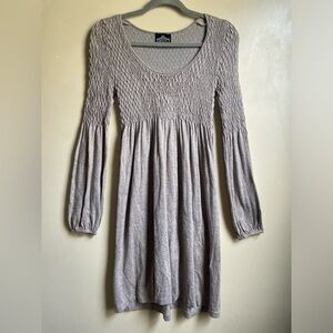 Boho Angie smocked top sweater material dress size S oat color